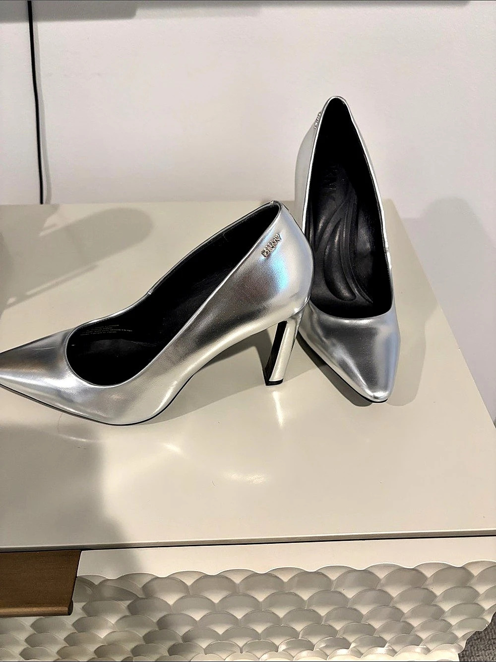 Silver Pointed-Toe Pumps Like New